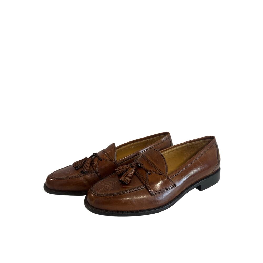 Johnston & Murphy Horner Tasseled Loafers Dress Shoes Sz 10 M Brown-Some Scuffs